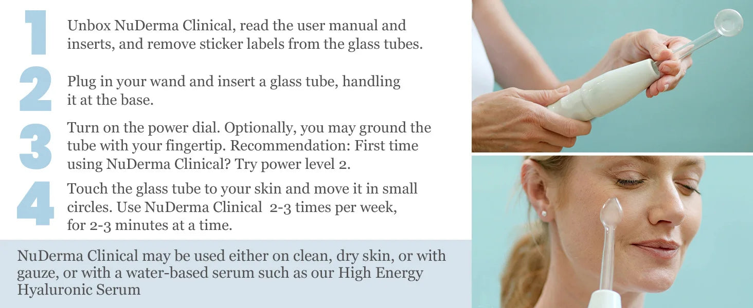 Instructions for using high frequency facial device on face